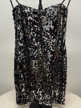 Source Unknown Black Sequin Mini Dress